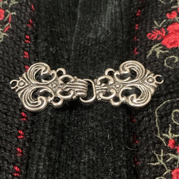 Koret Patterned Cardigan in Black, White, and Red - Picture 5 of 9